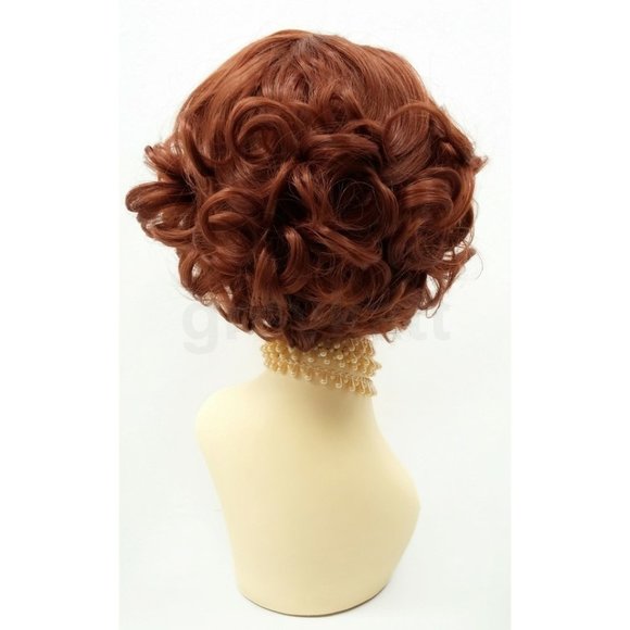 Auburn red lace front retro curly heat safe wig - Picture 3 of 5